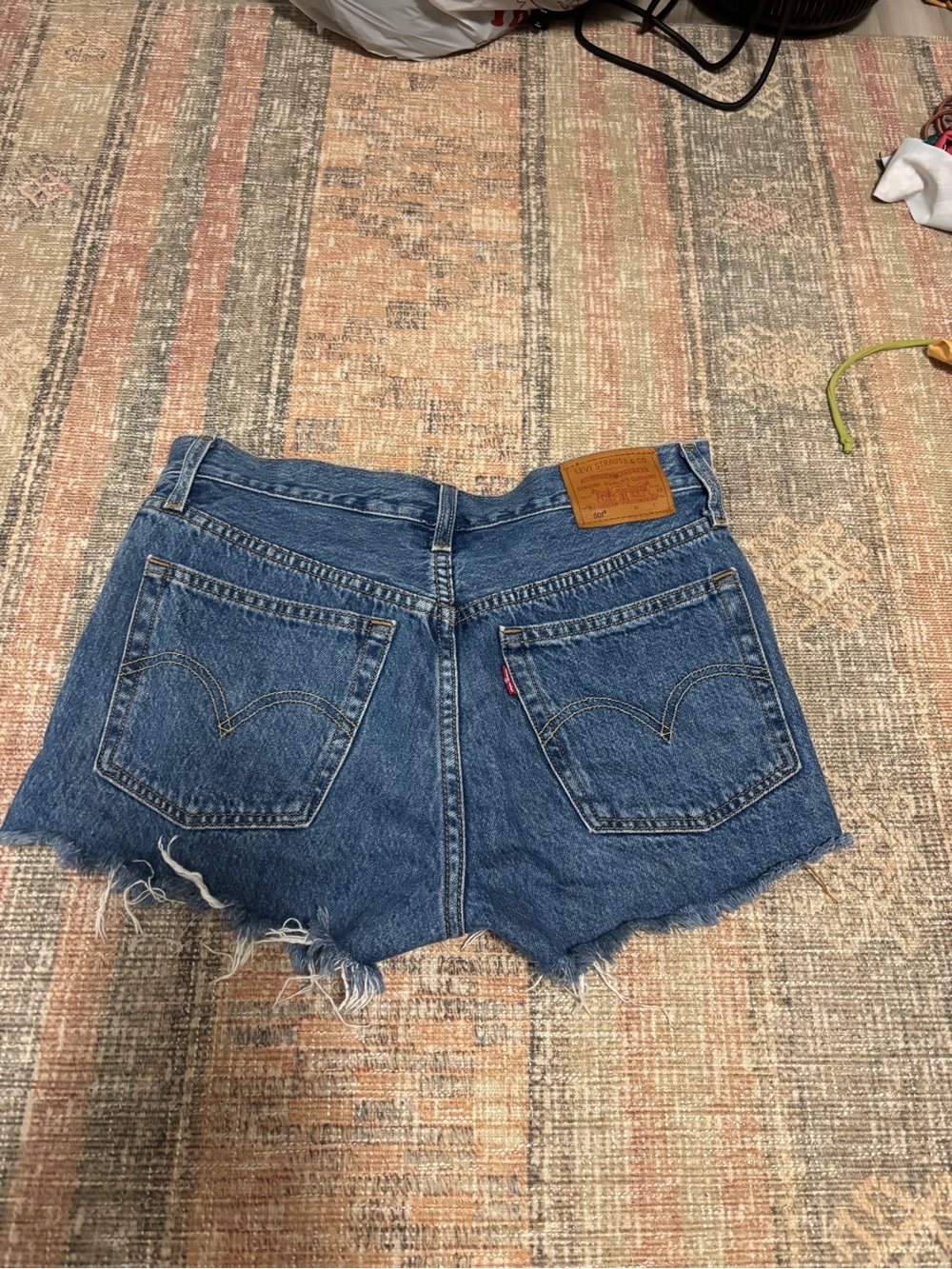 Levi's Blue Denim Cutoff High-Waist Shorts